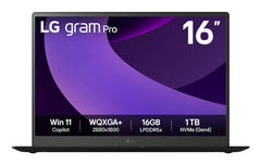 LG Gram Pro 16Z90TP-K.AA78A1 laptop Intel Core Ultra 7 225H 40.6 cm (16") WQXGA+ 16 GB LPDDR5x-SDRAM 1 TB SSD Wi-Fi 7 (802.11be) Windows 11 Home UK English Black16Z90TP-K.AA78A1