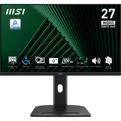 MSI Pro MP275QPG 27 Inch Monitor, QHD (2560 x 1440), 100Hz, IPS, 1ms, 2x HDMI 2.0b, 1x DP 1.2a output, Built-in Speakers, Anti-Glare, Anti-Flicker, Less Blue light, TÜV Certified, VESA, Kensington, 4-way adjustable stand, Black4711377280730
