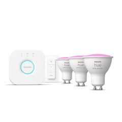 Philips Hue White and colour ambience Starter kit: 3 GU10 smart spotlights + dimmer switch - 8719514340107