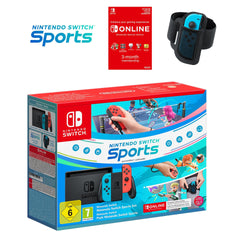 Nintendo Switch + Switch Sports Set + 3 Months Switch Online portable game console 15.8 cm (6.2") 32 GB Touchscreen Wi-Fi Blue, Grey, Red10012361