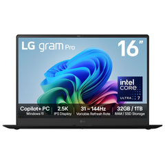 LG Gram Pro AI 16Z90TS-G.AU89A1 laptop Intel Core Ultra 7 258V 40.6 cm (16") 2.5K 32 GB LPDDR5x-SDRAM 1 TB SSD Wi-Fi 7 (802.11be) Windows 11 Home, Metal Grey16Z90TS-G.AU89A1