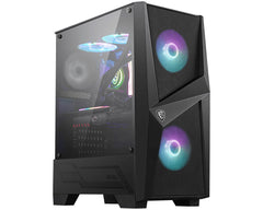MSI MAG FORGE 100R Mid Tower Gaming Computer Case 'Black, 2x 120mm ARGB PWM Fan, 1x 120mm Fan, 1-6 ARGB Hub, Mystic Light Sync, Tempered Glass Panel, ATX, mATX, mini-ITX'4719072676407