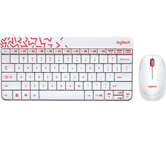 Logitech MK240 NANO keyboard Mouse included Home RF Wireless Hebrew Pink, White920-008216