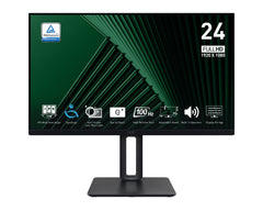MSI Pro MP245PG 24 Inch Monitor, FHD (1920 x 1080), 100Hz, IPS, 1ms, 1x HDMI 1.4b, 1x DP 1.2a output, 1x D-Sub(VGA), Built-in Speakers, Anti-Glare, Anti-Flicker, Less Blue light, TÜV Certified, VESA, Kensington, 4-way adjustable stand, BlackPRO MP245PG
