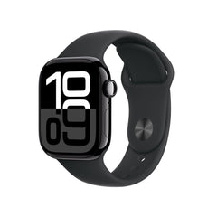 Apple Watch Series 10 GPS + Cellular 42mm Jet Black Aluminium Case with Black Sport Band - M/LMWX73QA/A