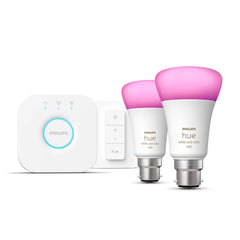 Philips Hue White and colour ambience Starter kit: 2 B22 smart bulbs (1100) + dimmer switch929002468906