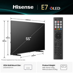 Hisense 55" E7QTUK QLED Smart AI TV with Freely55E7QTUK