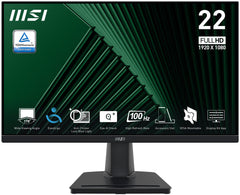 MSI Pro MP225V 21.45 Inch Monitor, FHD (1920 x 1080), 100Hz, VA, 1ms, 1x HDMI 1.4b, 1x D-Sub(VGA), Anti-Glare, Anti-Flicker, Less Blue light, TÜV Certified, VESA, Kensington, Black4711377261159