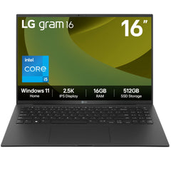 LG Gram 16Z90RU-G.AA55A1 laptop Intel® Core™ i5 i5-1334U 40.6 cm (16") 2.5K 16 GB LPDDR4x-SDRAM 512 GB SSD Wi-Fi 6E (802.11ax) Windows 11 Home Black16Z90RU-G.AA55A1