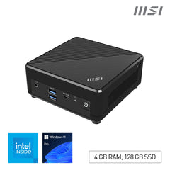 MSI Cubi N ADL Intel N200 Desktop PC, NUC, SFF, Mini Computer, HTPC, (4GB RAM, 128GB SSD, Windows 11 PRO), UHD Graphics/Type C/HDMI/DisplayPort/Dual LAN/WiFi 5/BT 5.1/VESACUBI N ADL N200 FS 4GB 128GB W11P
