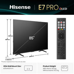 Hisense 65" E78QTUK PRO 144Hz QLED Smart AI TV with Freely85E78QTUK PRO