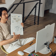 HP 24-cr0002na AMD Ryzen™ 7 7730U 60.5 cm (23.8") 1920 x 1080 pixels All-in-One PC 8 GB DDR4-SDRAM 512 GB SSD Windows 11 Home Wi-Fi 6 (802.11ax) WhiteBM5L3EA