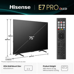 Hisense 55" E78QTUK PRO 144Hz QLED Smart AI TV with Freely75E78QTUK PRO