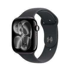 Apple Watch Series 11 GPS + Cellular 46mm Jet Black Aluminium Case with Black Sport Band - M/LMFC44MP/A