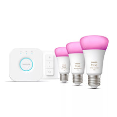 Philips Hue White and colour ambience Starter kit: 3 E27 smart bulbs (1100) + dimmer switch - 8719514291355