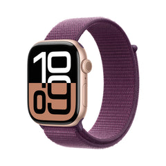 Apple Watch Series 10 GPS 46mm Rose Gold Aluminium Case with Plum Sport LoopMWWV3QA/A
