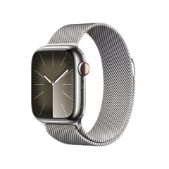 Apple Watch Series 9 GPS + Cellular 41mm Silver Stainless Steel Case w/ Silver Milanese LoopMRJ43QA/A
