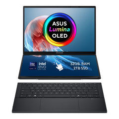 ASUS Zenbook Duo UX8406CA-PZ134W Intel Core Ultra 9 285H Hybrid (2-in-1) 35.6 cm (14") Touchscreen 3K 32 GB LPDDR5x-SDRAM 2 TB SSD Wi-Fi 7 (802.11be) Windows 11 Home Grey - 90NB14X1-M005W0