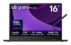 LG Gram Pro 2in1 16T90TP-G 16" Hybrid AI 2-in-1 Laptop - Intel® Core™ Ultra 7 255H, 1TB SSD, 16 GB RAM - Black - [2025]16T90TP-G.AA78A1