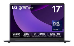 LG Gram Pro 17Z90TP-G 17" Hybrid AI Laptop - Intel® Core™ Ultra 7 255H, 1TB SSD, 32 GB RAM - Black - [2025]17Z90TP-G.AD88A1