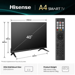 Hisense 40" A4QTUK FHD LED TV with Freely40A4QTUK