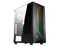 MSI MAG VAMPIRIC 100R 'V100R' Mid Tower Gaming Computer Case 'Black, 1x 120mm ARGB PWM Fan, 1x 120mm PWM Fan, RGB Front Panel, Tempered Glass Panel, ATX, mATX, mini-ITX'MAG VAMPIRIC 100R