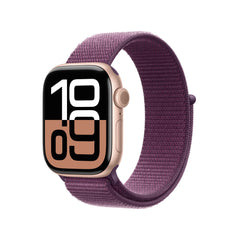 Apple Watch Series 10 GPS + Cellular 42mm Rose Gold Aluminium Case with Plum Sport LoopMWXC3QA/A