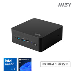 MSI Cubi NUC 1M Intel Core 3 100U Desktop PC, NUC, SFF, Mini Computer, HTPC, (8GB RAM, 512GB Storage, Windows 11 PRO), Intel Graphics/DDR5/Dual ThunderBolt 4/Dual HDMI/Dual LAN/WiFi 6E/BT 5.3/VESACUBI NUC 1M I3 100U FS 8GB 512GB W11P