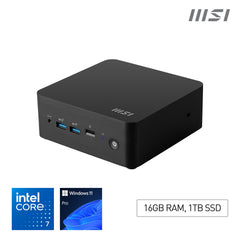 MSI Cubi NUC 1M Intel Core 7 150U Desktop PC, NUC, SFF, Mini Computer, HTPC, (16GB RAM, 1TB Storage, Windows 11 PRO), Intel Graphics/DDR5/Dual ThunderBolt 4/Dual HDMI/Dual LAN/WiFi 6E/BT 5.3/VESA4711377229159